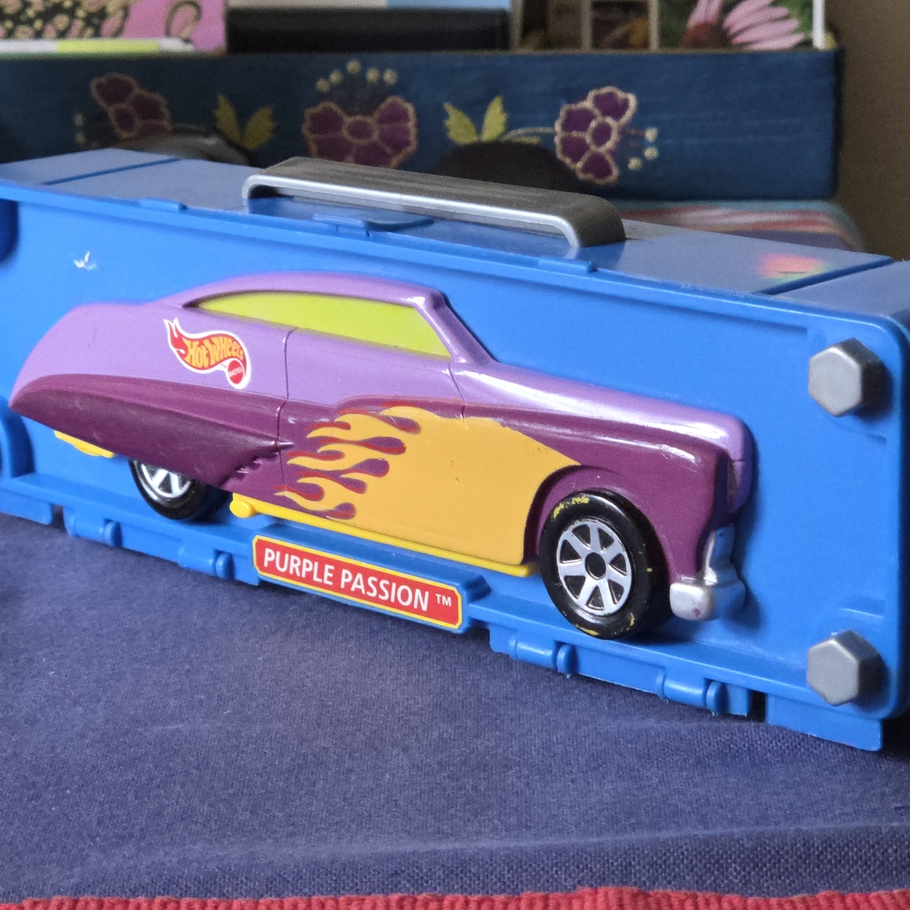 Vintage Mattel Purple and Yellow Hot Wheels Collector Case Matchbox Car Case 90s